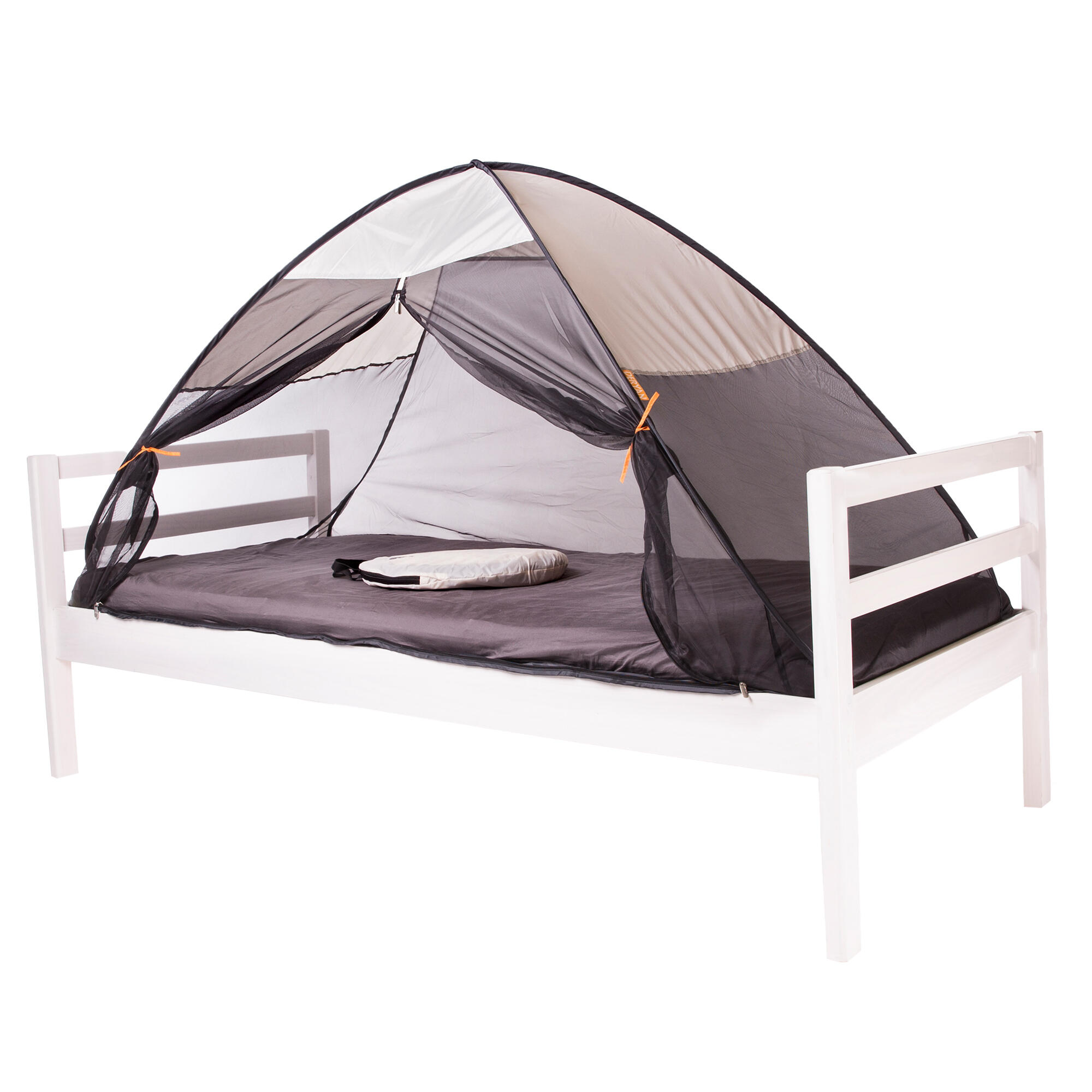 DERYAN Luxus Bettzelt Moskitonetz - Pop Up - 200x90cm - Creme