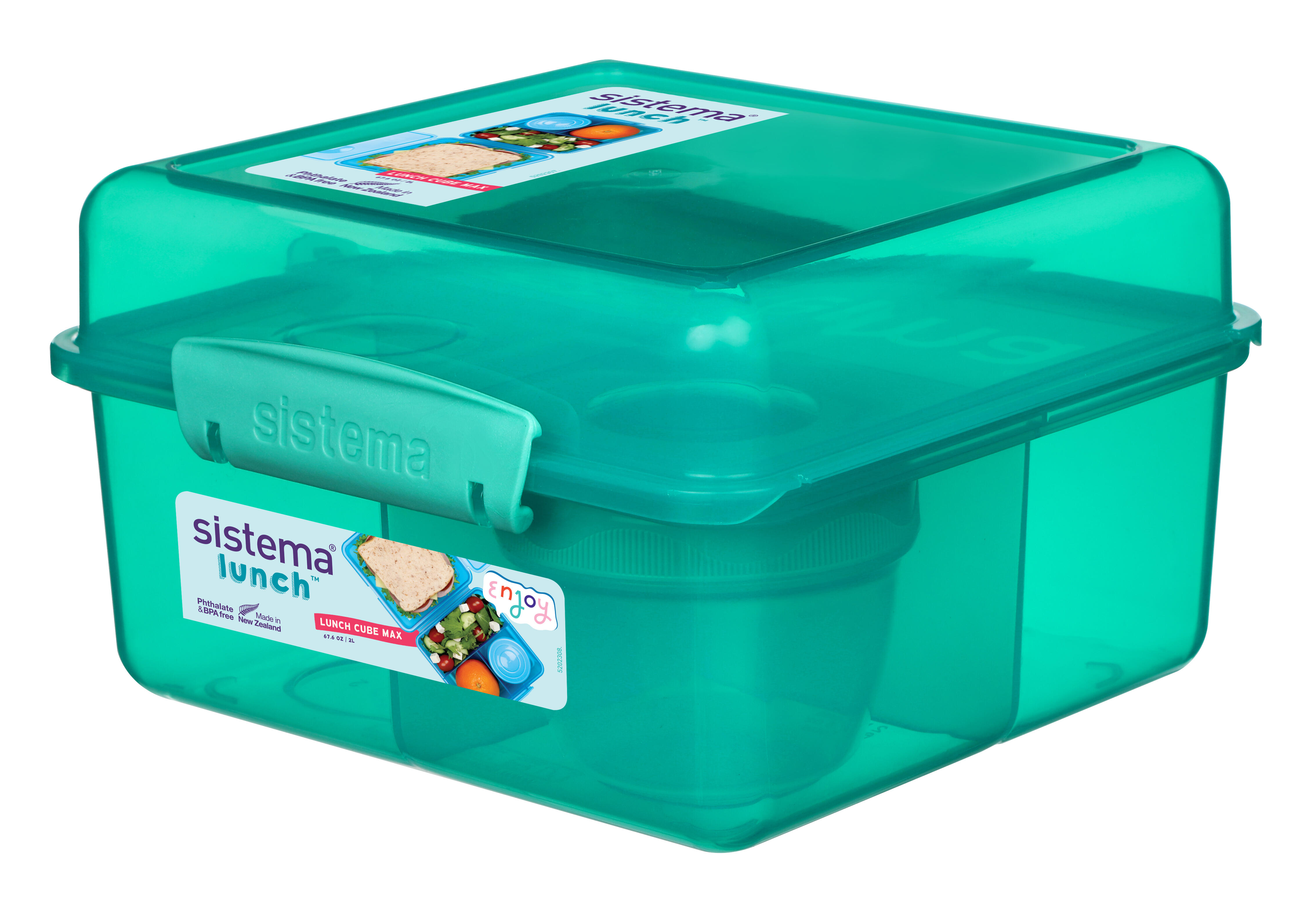 SISTEMA Tříkomorový svačinový box Lunch™ s nádobou na jogurt a dvojitým víčkem 2 l
