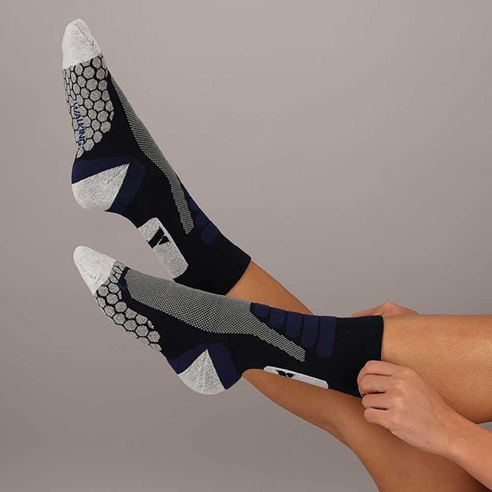 Chaussettes de randonnée Coolmax® mi-hautes 2 paires – Bleu 4/6