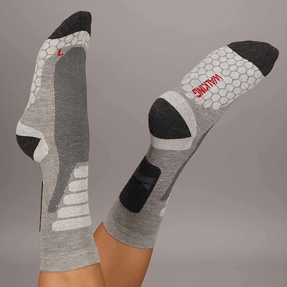 Chaussettes de randonnée Coolmax® mi-hautes 2 paires – Gris 4/6