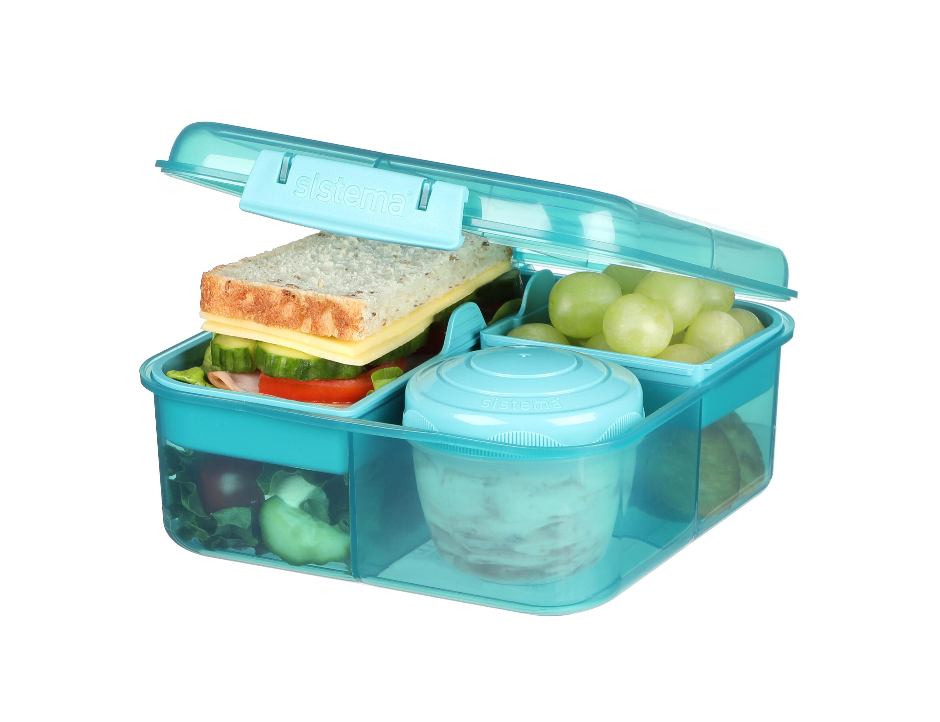 Tříkomorový svačinový box Ocean Bound s nádobou na jogurt a 2 tácky 1,25 l 4/7