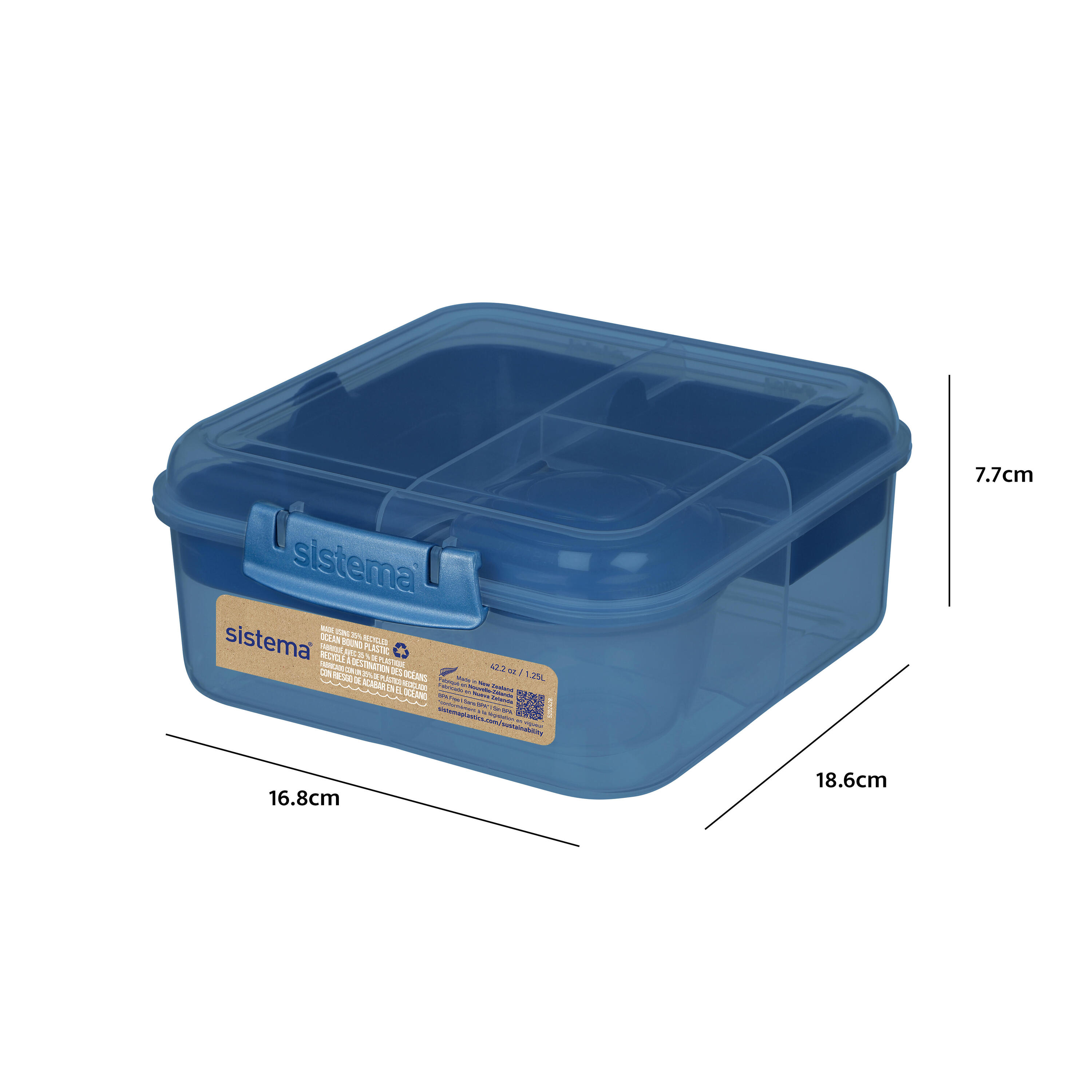 Dzielony pojemnik Ocean Bound Bento Cube z pojemnikiem na dip 1,25 l 7/7