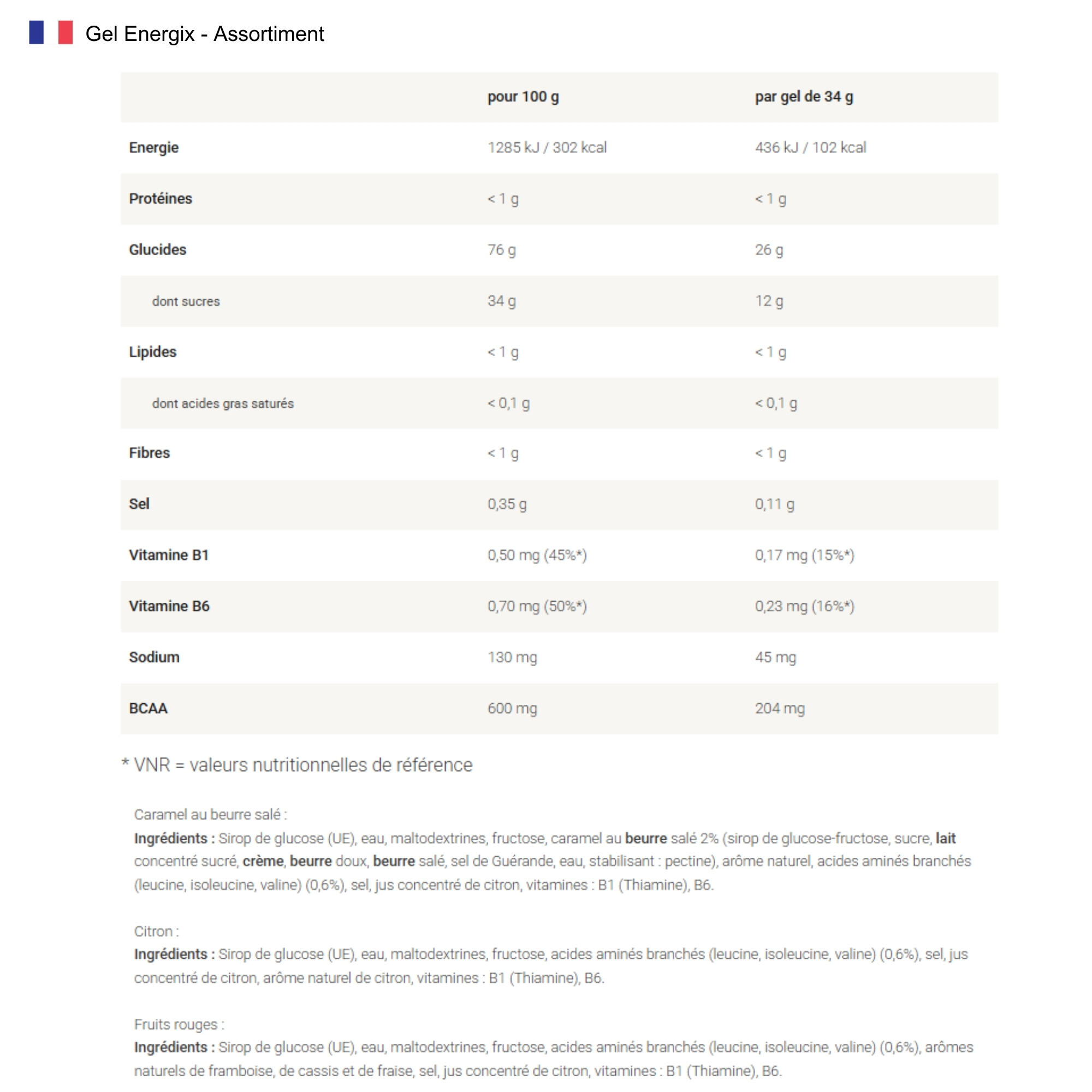 Gel énergétique endurance Energix - Assortiment - 10x34g 2/7