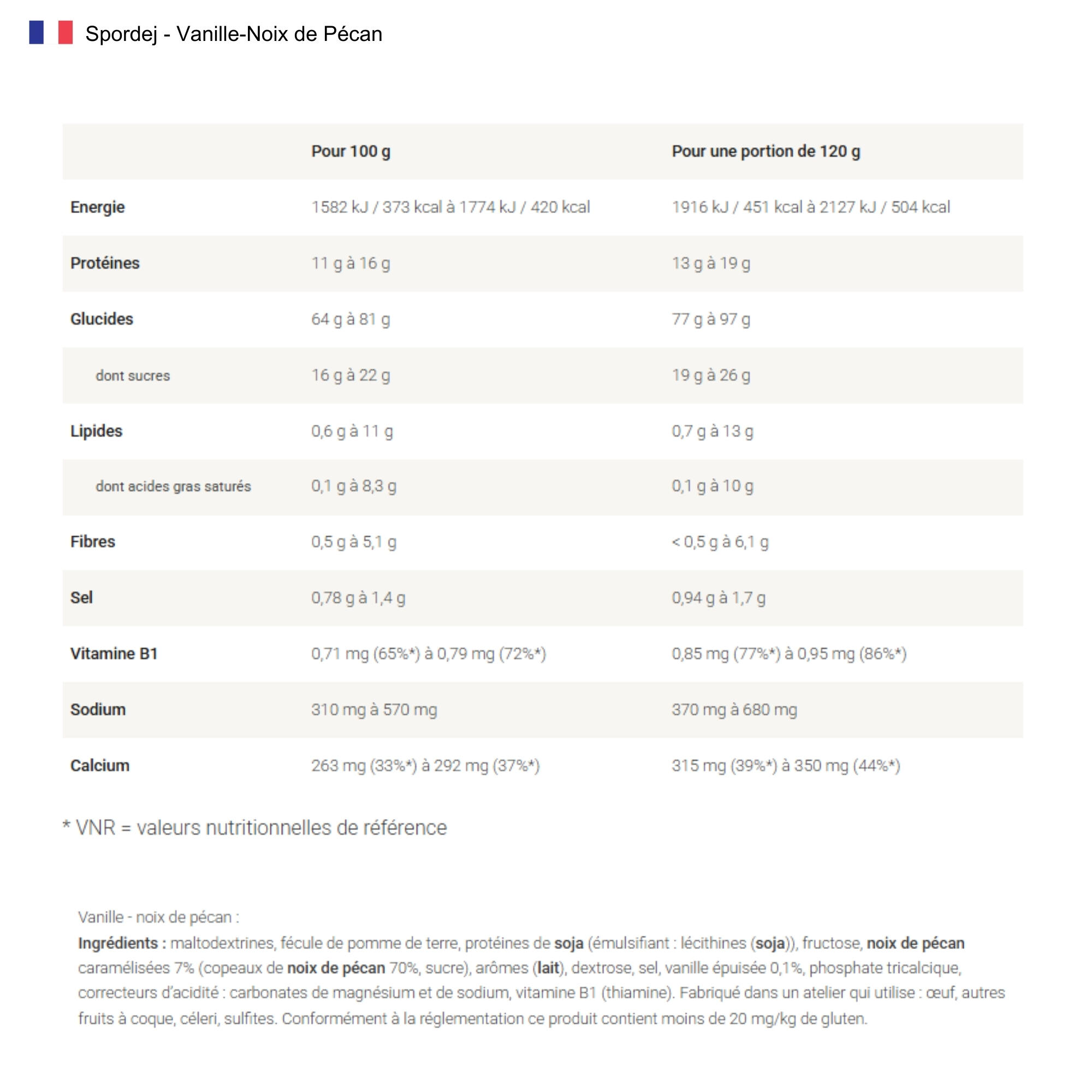 Petit-déjeuner avant entraînement - Spordej Vanille-Noix De Pécan - 1.5Kg 2/5