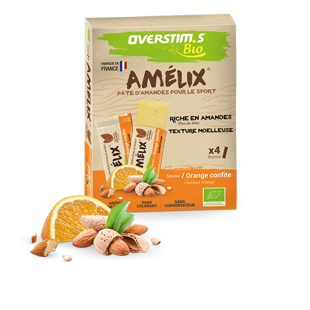 OVERSTIM.S Energiereep Amelix Bio Sinaasappel  - 4 x 25g