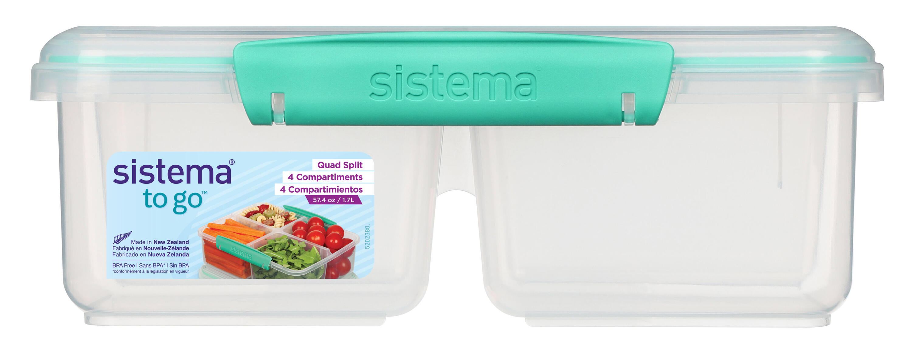 Čtyřkomorový svačinový box TO GO™ 1,7 l, mátová 2/5