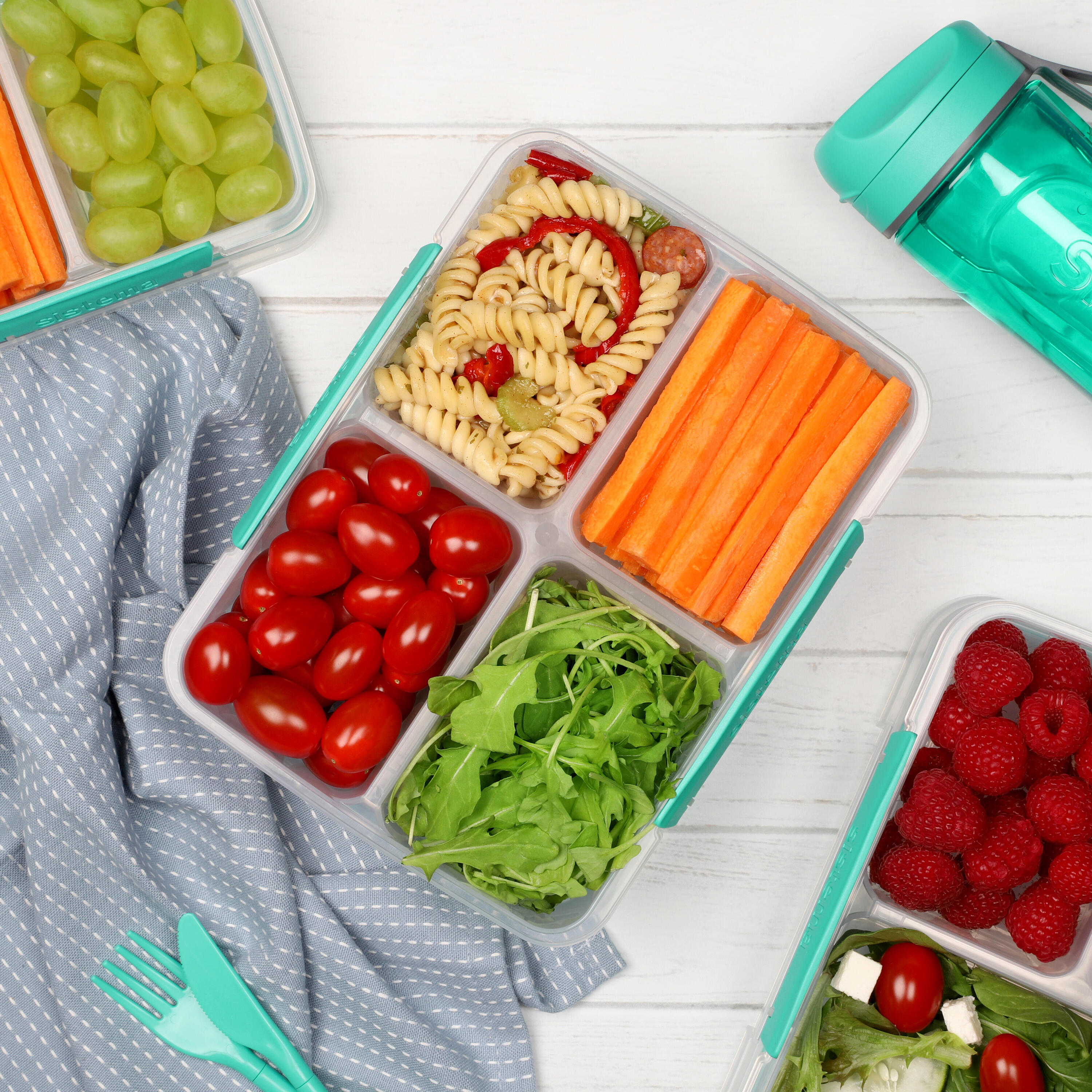 Čtyřkomorový svačinový box TO GO™ 1,7 l, mátová 4/5