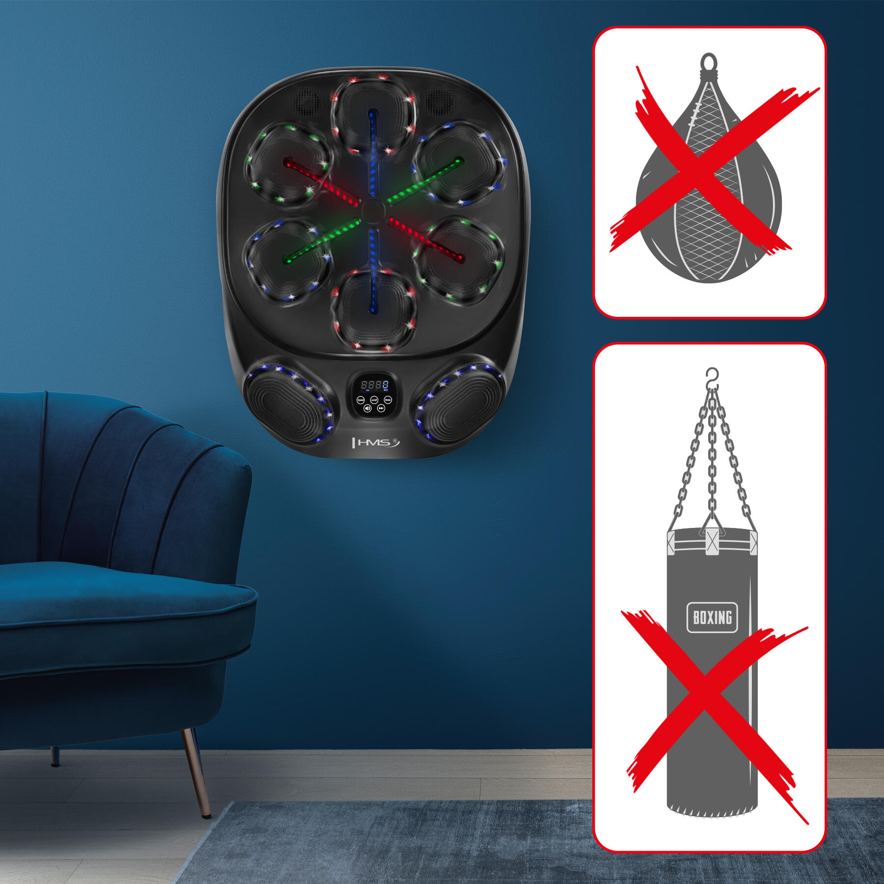 Tarcza bokserska elektroniczna HMS TB10 Bluetooth z rękawicami MMA 4/7
