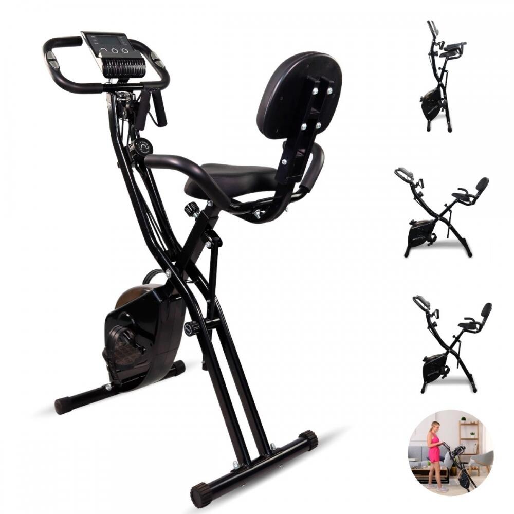 Bicicleta Estática Dobrável Everest 8 Níveis Multifunción Pulxiómetro Ecrã LCD