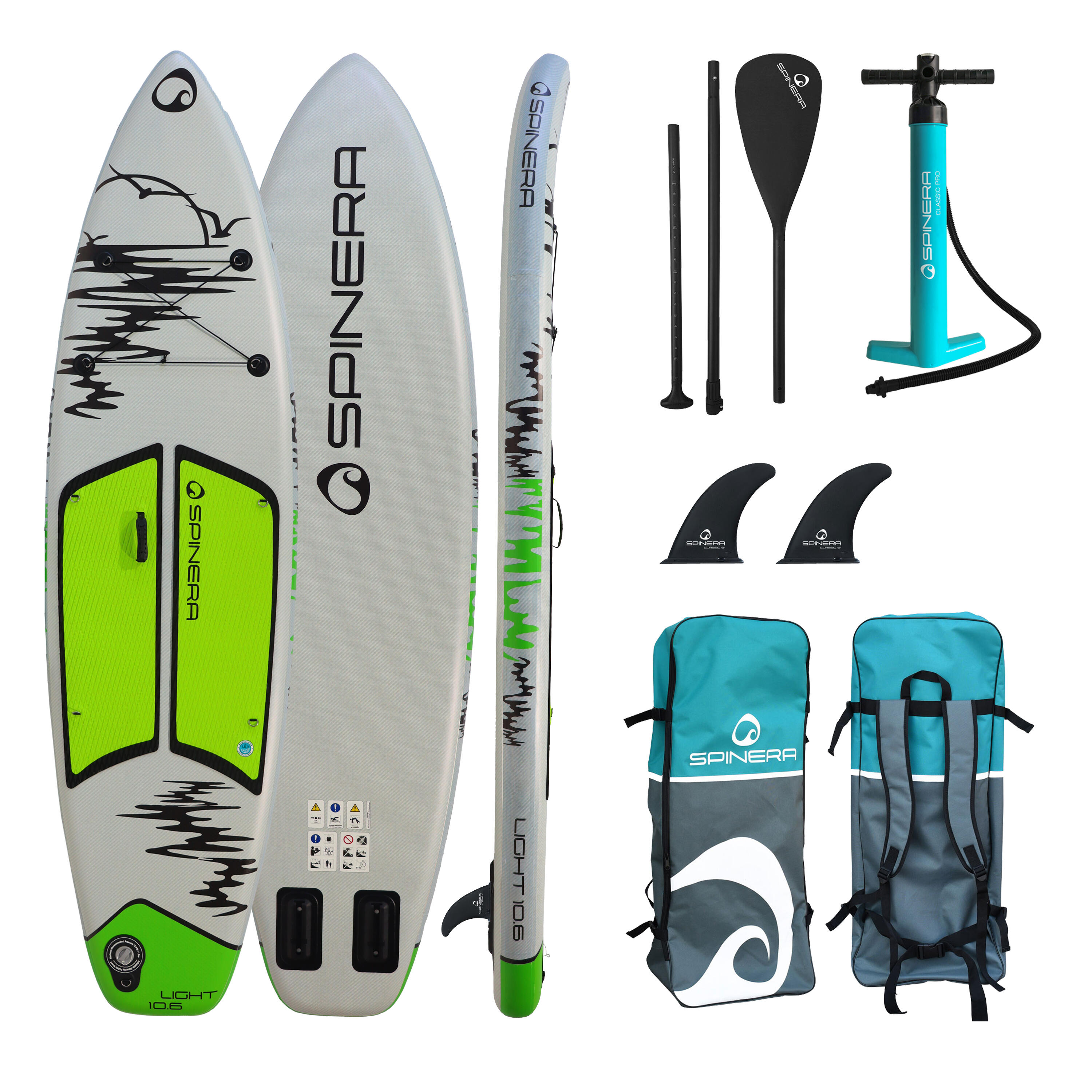 Spinera - Stand-up Paddle Gonflable Sup Light 10'6" - Set De Stand Up Paddle - Gris|vert - 320 Cm - Decathlon