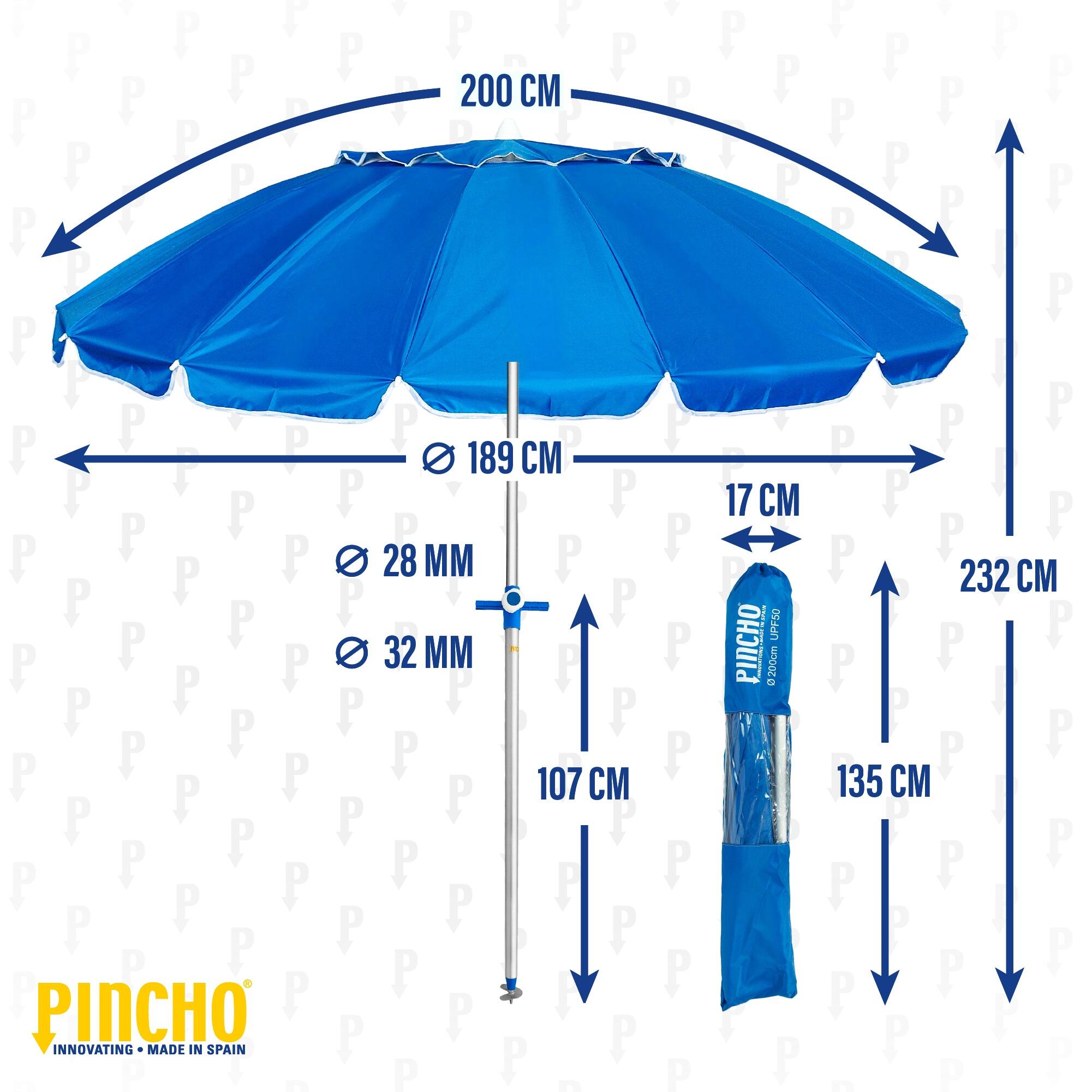Sombrilla Pincho 200 cm 16 lados UPF50+ Malasia Azul 5/6