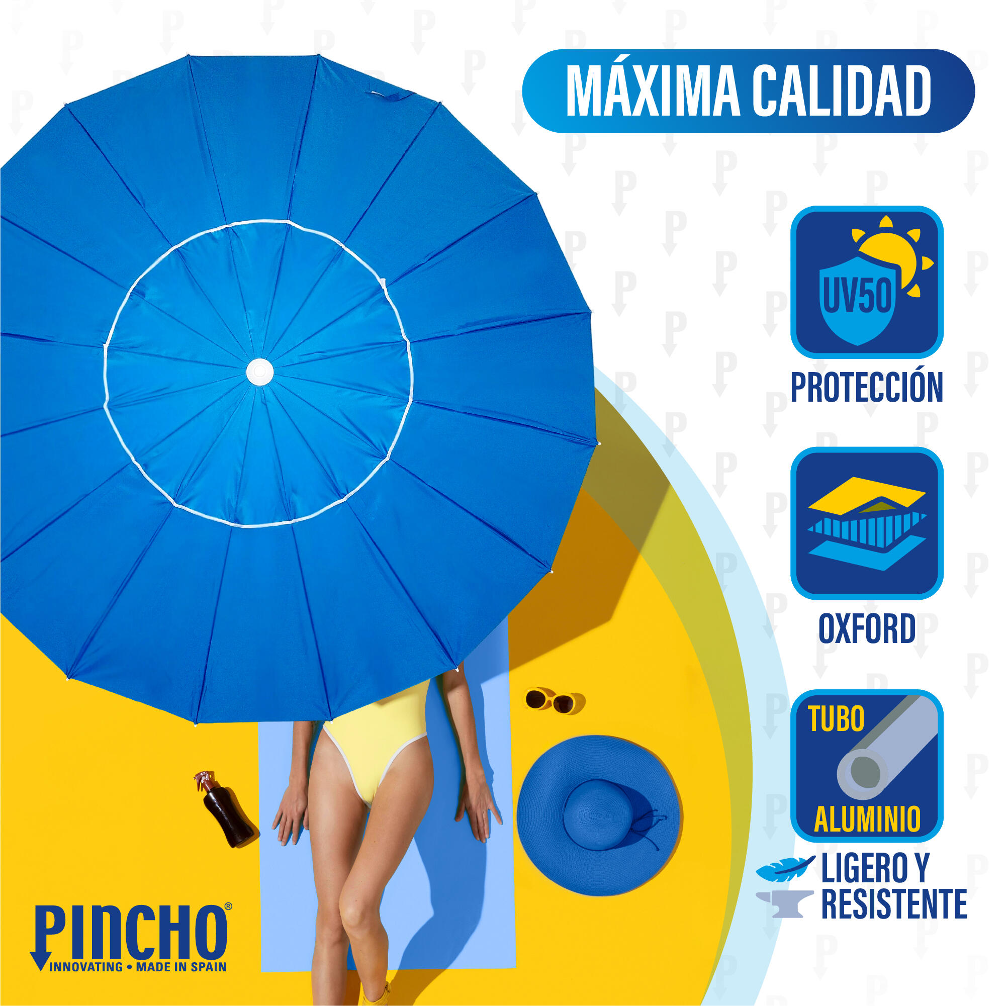 Sombrilla Pincho 200 cm 16 lados UPF50+ Malasia Azul 3/6