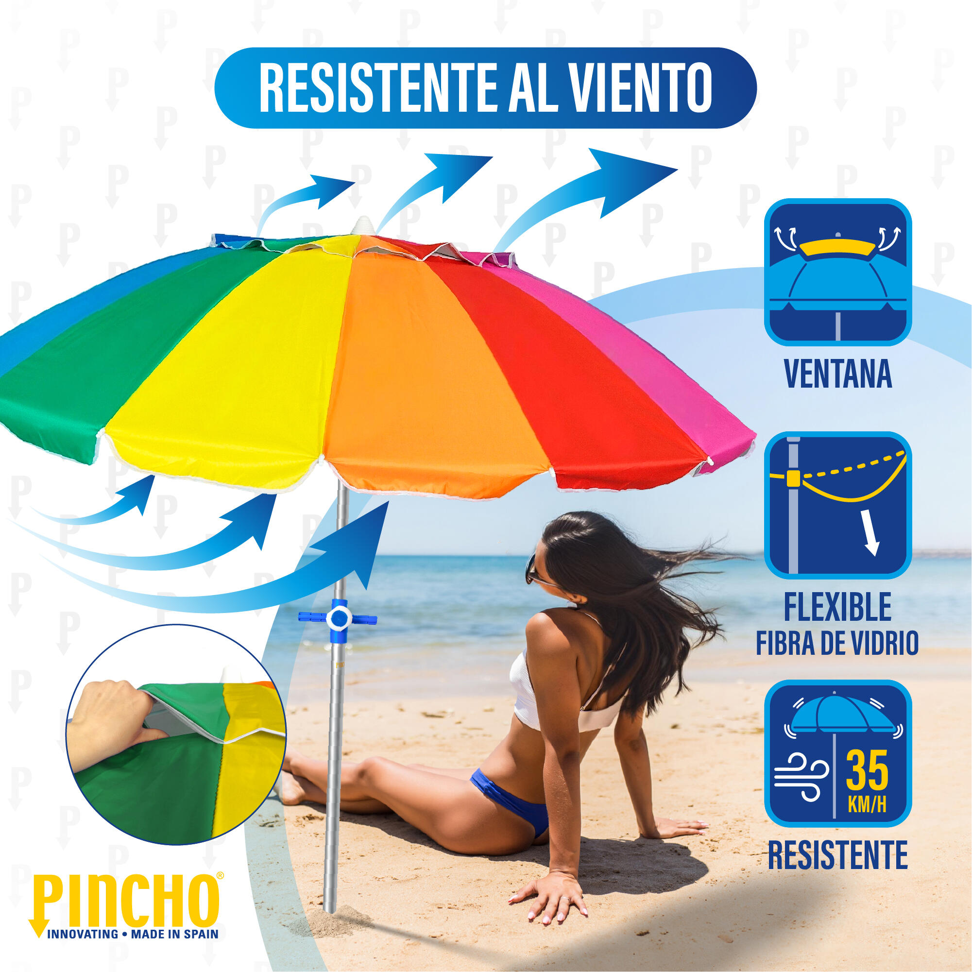 Sombrilla Pincho 200 cm 16 lados UPF50+ Malasia 2/6