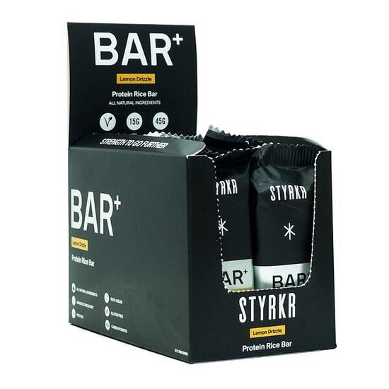 Styrkr BAR+ Citron – Boîte de 12 barres – Récupération 3:1 – Végan 74g