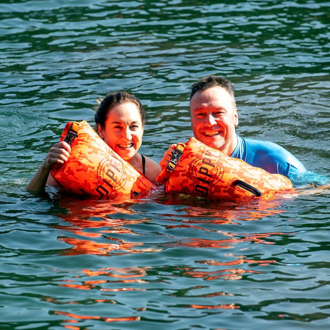 Tow Float | Open Water Swim Buoy | Dry Bag Orange Camo 28 Litres 6/7