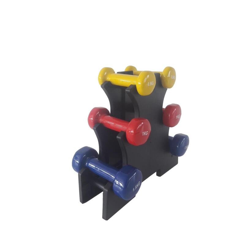 Set gantere aerobic cu suport inclus, 3 perechi, 6 kg, Dayu Fitness