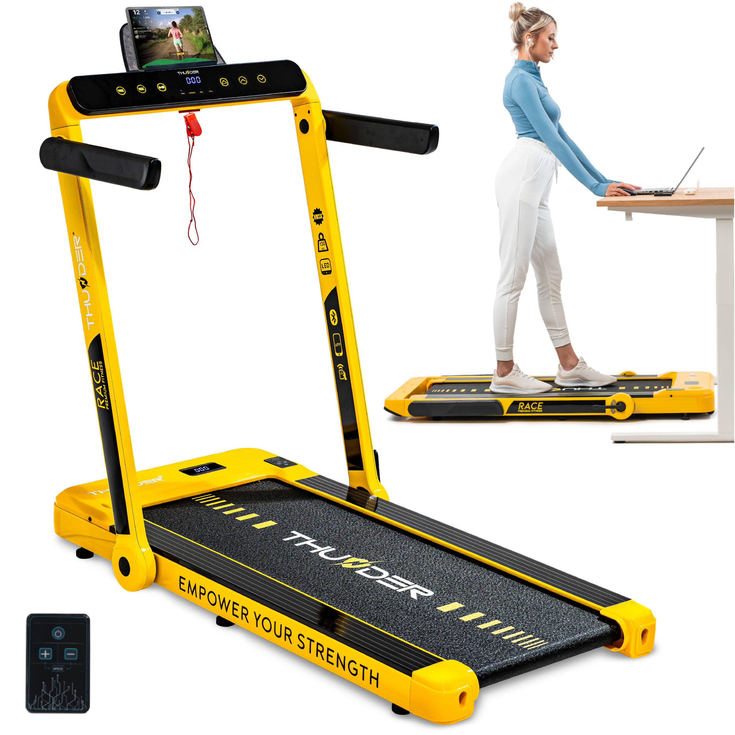 THUNDER Cinta de correr eléctrica plegable 130 kg THUNDER RACE-GOLD 14 km/h