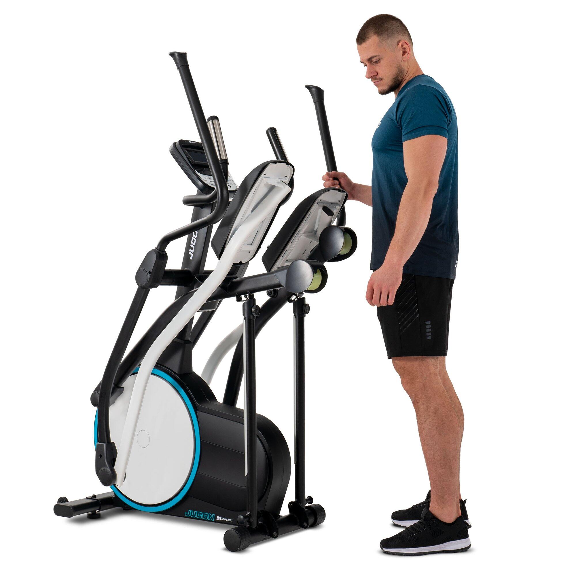 Vélo elliptique électromagnétique connecté, Hop-Sport HS-250CF Jucon, Gris 7/7