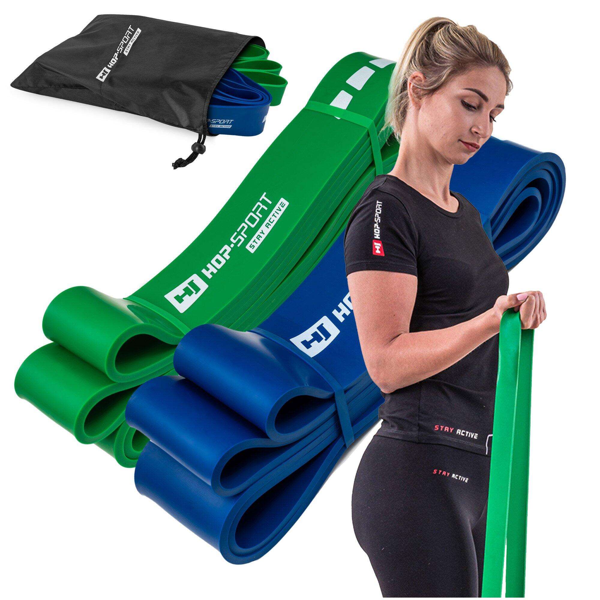 Set von 2 Widerstandsbändern für Fitnessübungen Hop-Sport 23-80kg 7/7