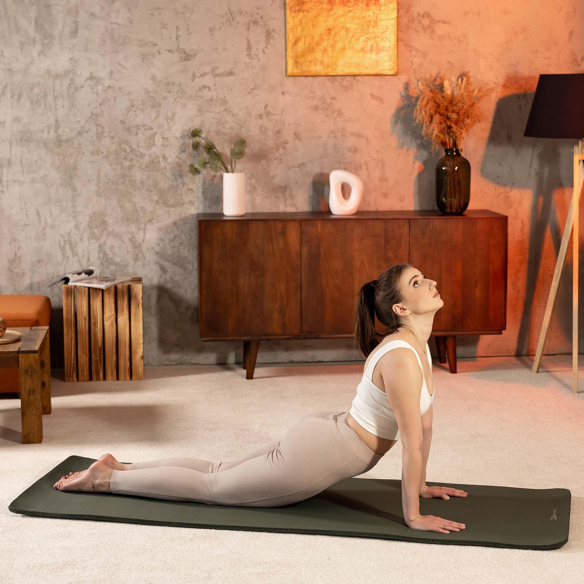 Tapettino per fitness, yoga o pilates, NBR 1cm - verde bottiglia - 190x60cm 3/7