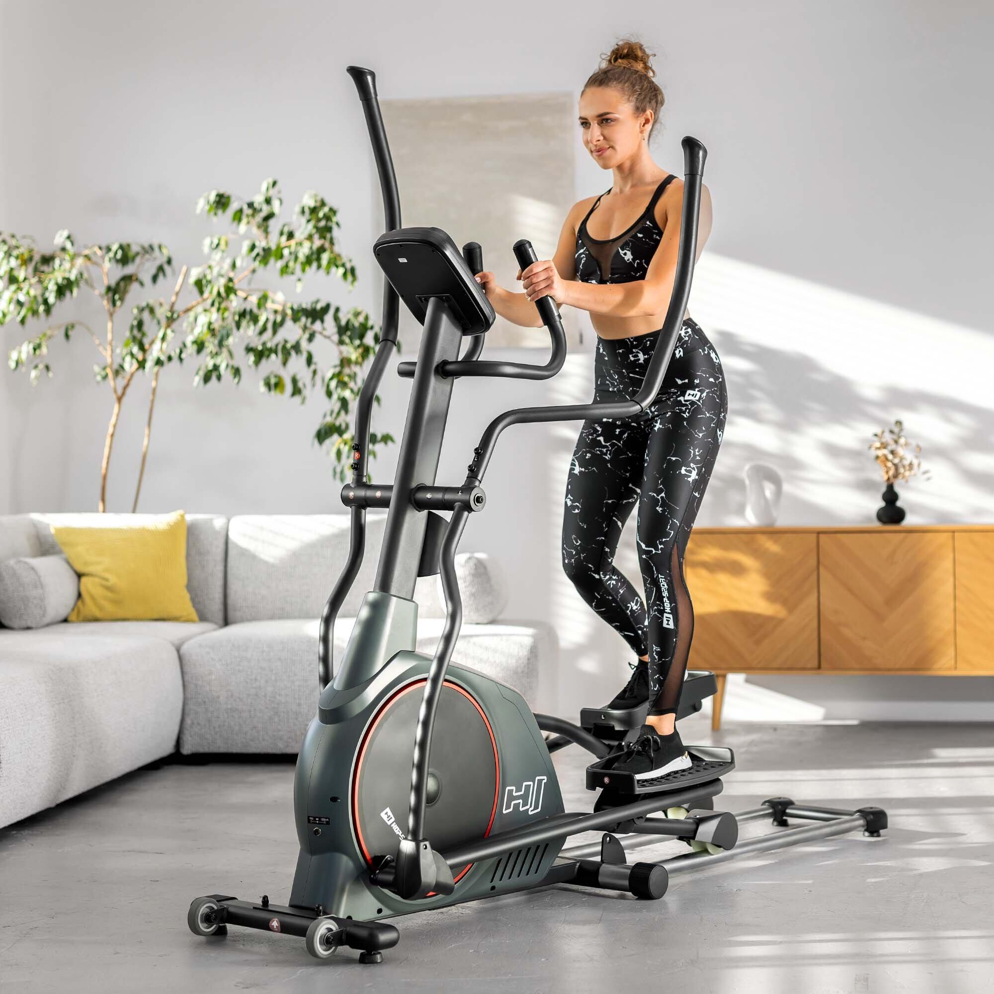 Vélo elliptique électromagnétique connecté, Hop-Sport HS-095CF Prizm, Gris 7/7