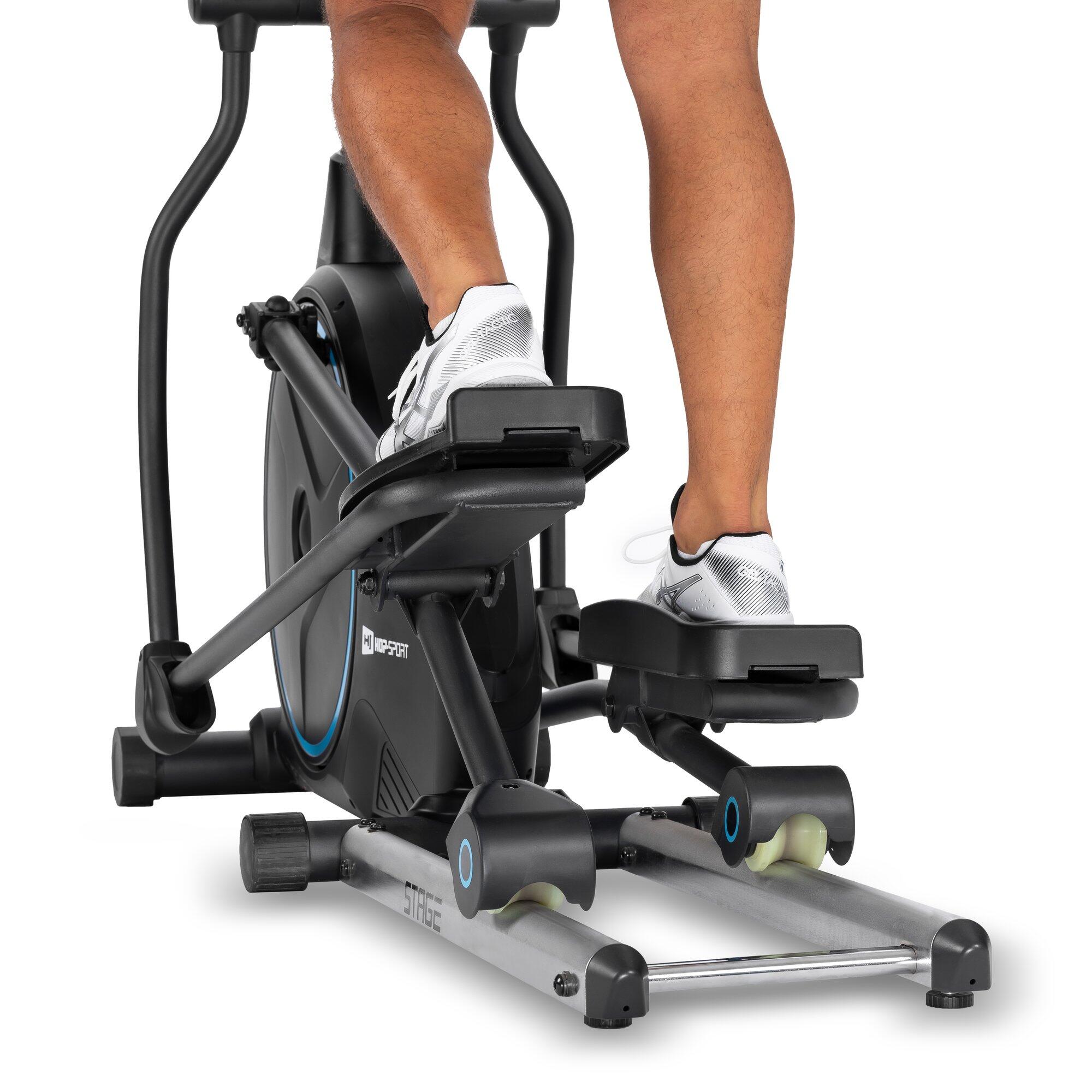 Vélo elliptique électromagnétique connecté, Hop-Sport HS-160CF Stage, Gris 7/7
