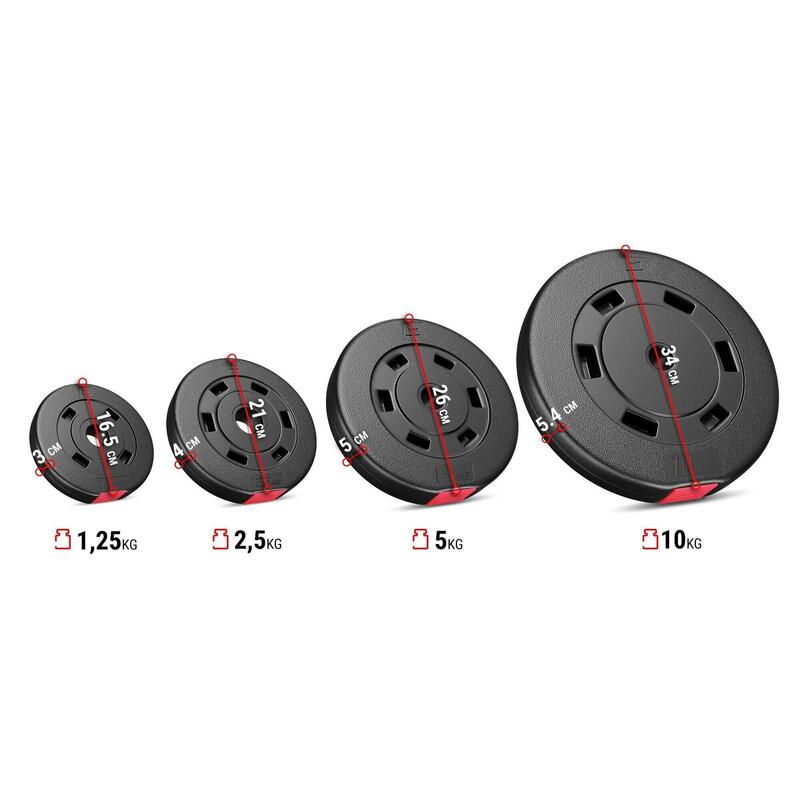 Set greutăți compozite Hop-Sport HS-C90AAB 90kg (4x10, 8x5, 4x2.5)