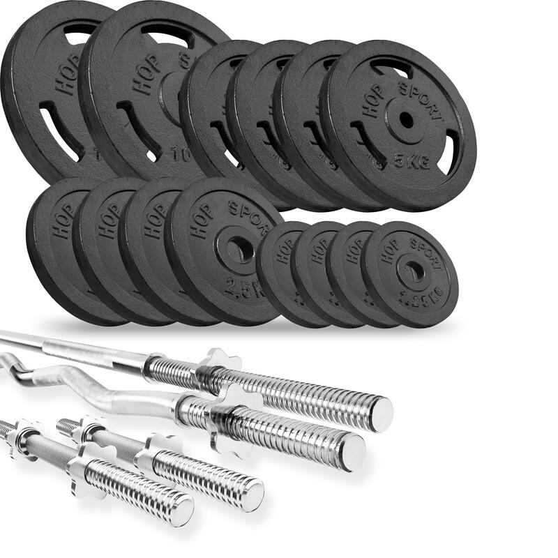 Set culturism Hop-Sport Strong 76kg cu bancă HS-1065