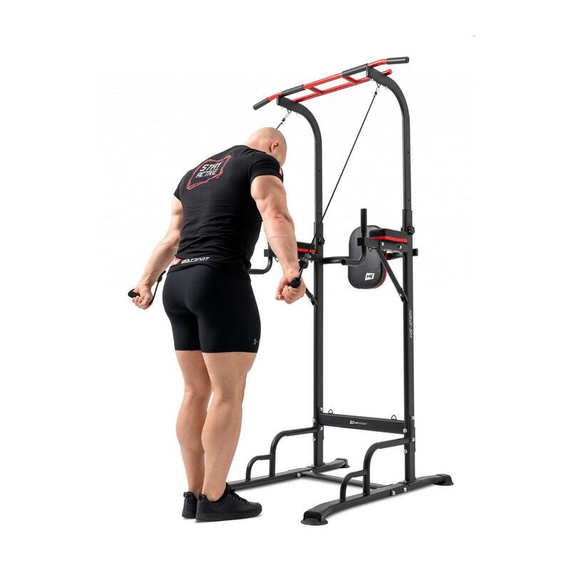 Poręcze do treningu siłowego Hop-Sport HS-1016K z drążkiem i ekspanderami