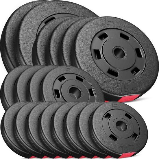 Zestaw obciążeń kompozytowych Hop-Sport 60kg (2x10, 4x5, 4x2.5, 8x1.25)