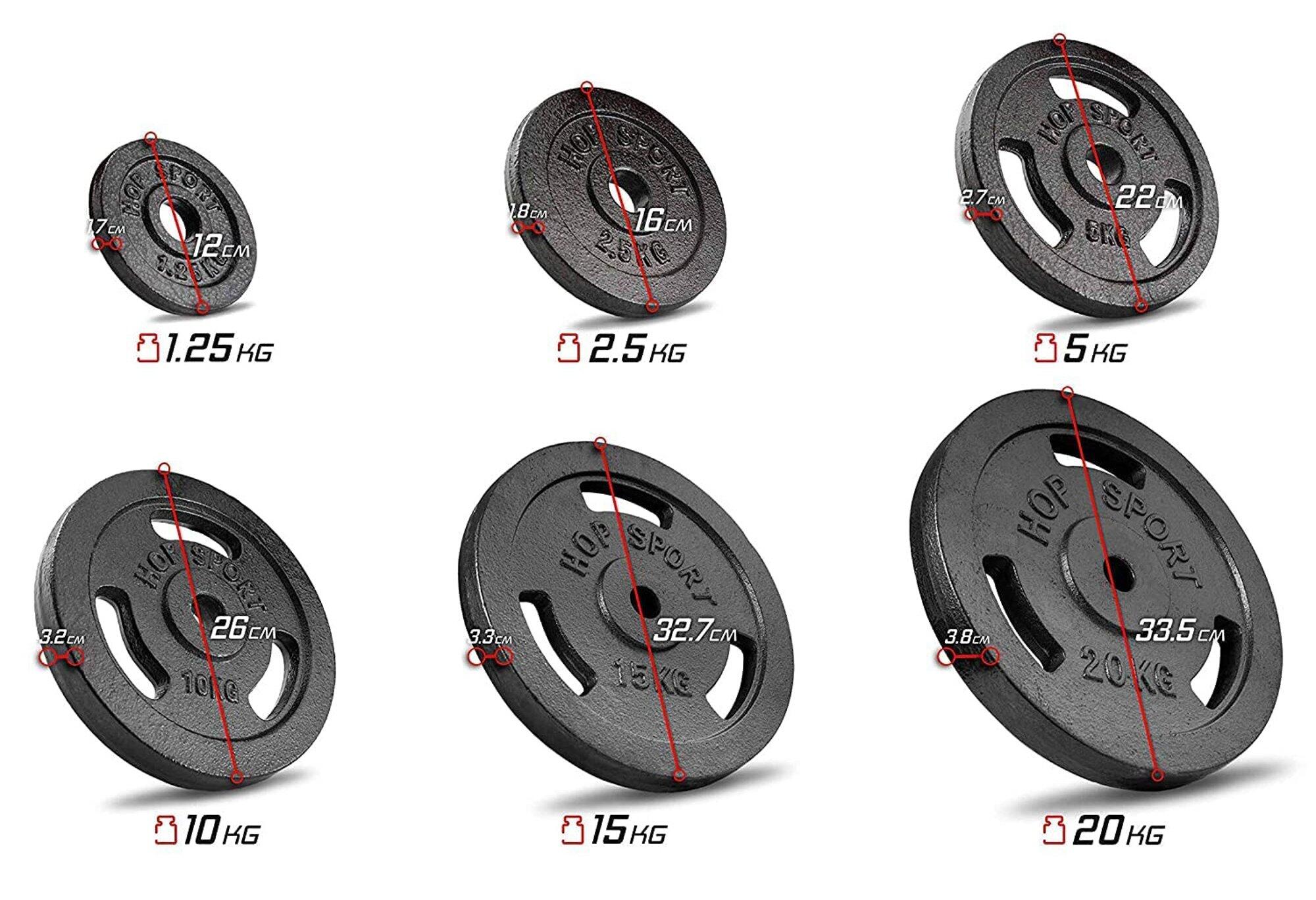 Set di pesi, bilanciere e manubri. Dischi in ghisa Strong 39kg 5/7