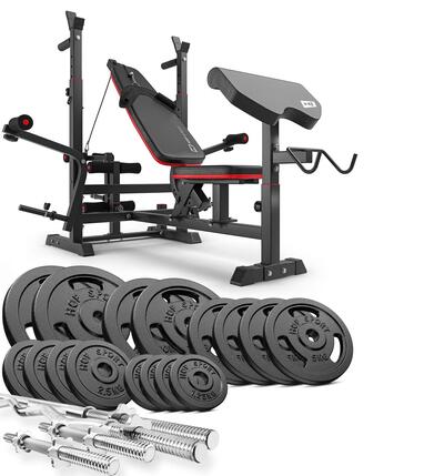 Zestaw kulturystyczny Hop-Sport Strong 106kg z ławką HS-1075