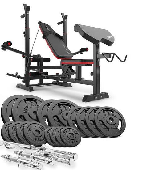 Zestaw kulturystyczny Hop-Sport Strong 106kg z ławką HS-1075