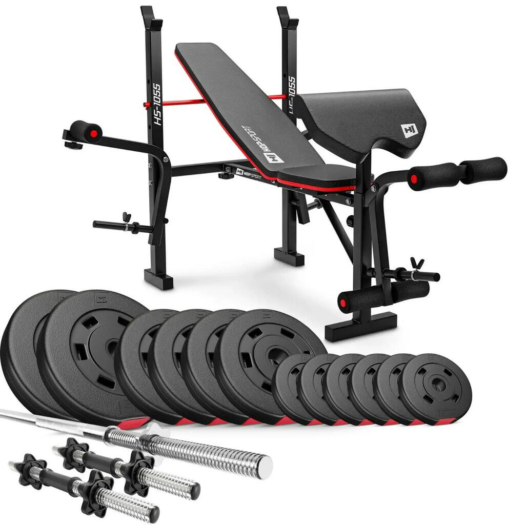 Културистичен комплект Hop-Sport Premium 38kg с пейка HS-1055
