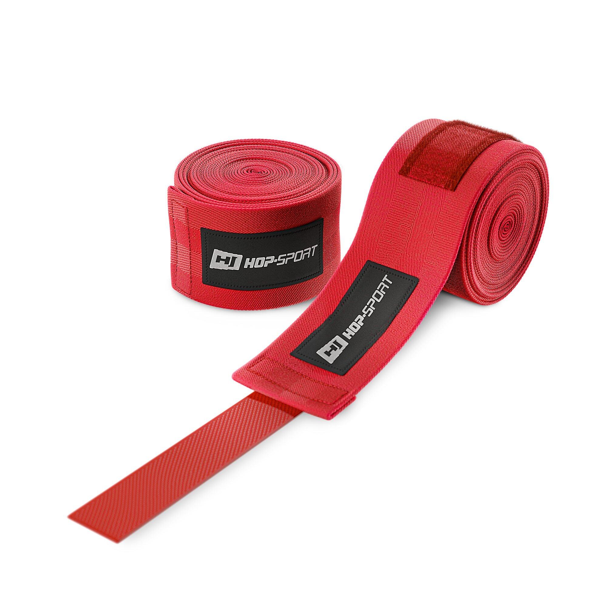 Bandages de boxe 4m Hop-Sport rouges 7/7
