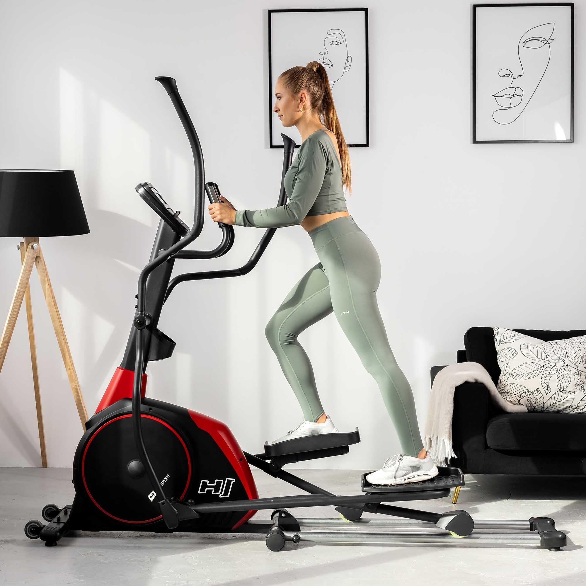 Vélo elliptique électromagnétique connecté, Hop-Sport HS-095CF Prizm, Noir 7/7