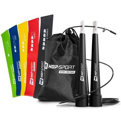 Set di fasce di resistenza 600x50mm+corda per saltare con custodia