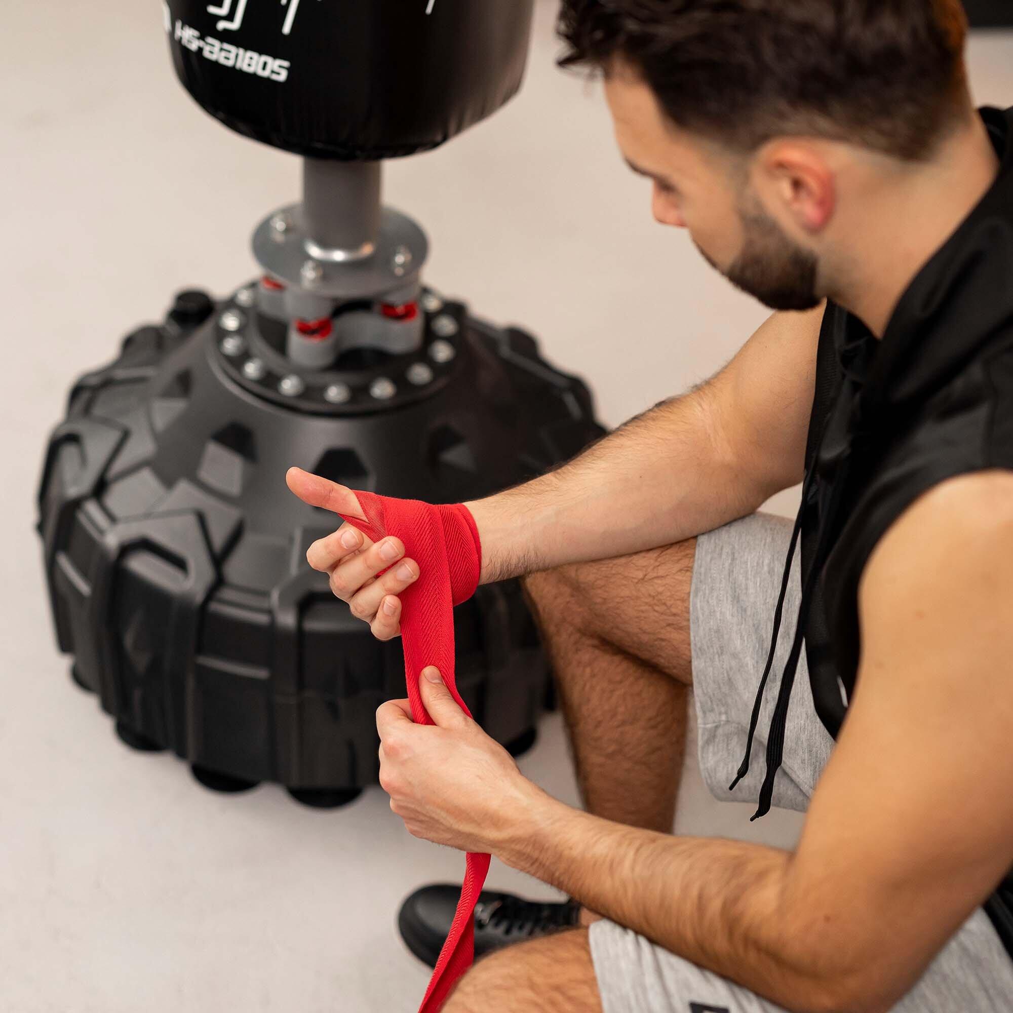 Bandages de boxe 4m Hop-Sport rouges 3/7