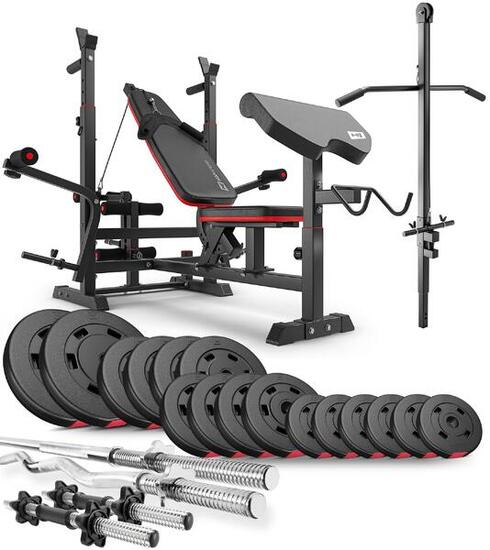Ensemble de musculation composite Hop-Sport Premium 75kg avec banc HS-1075