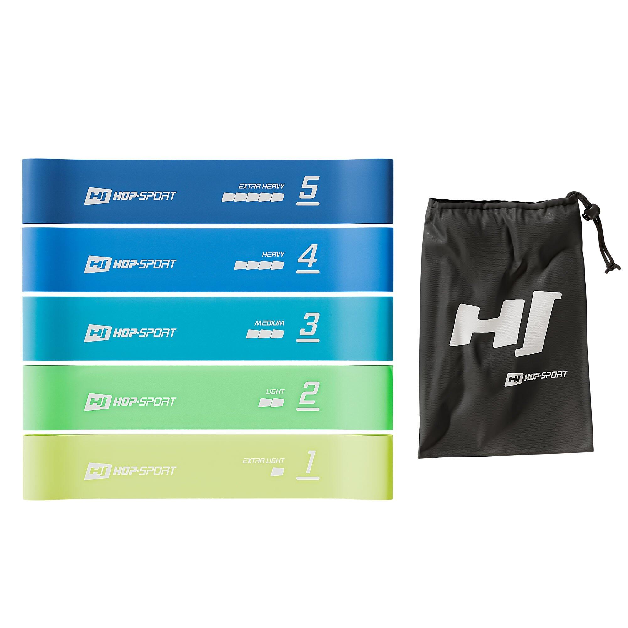 Set mit 5 Widerstandsbändern 600x50mm Hop-Sport HS-L650RLP 7/7