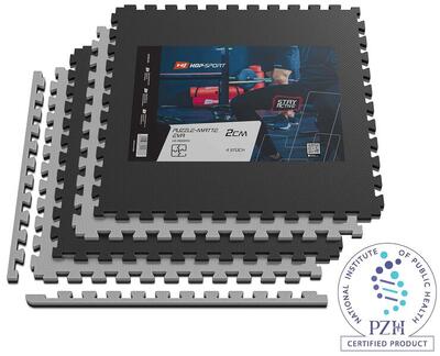 Tappeto puzzle EVA 2cm nero/rosso - 4 pezzi