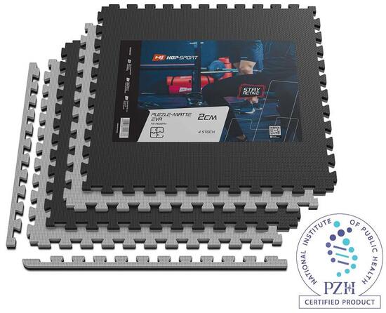 Tappeto puzzle EVA 2cm nero/rosso - 4 pezzi