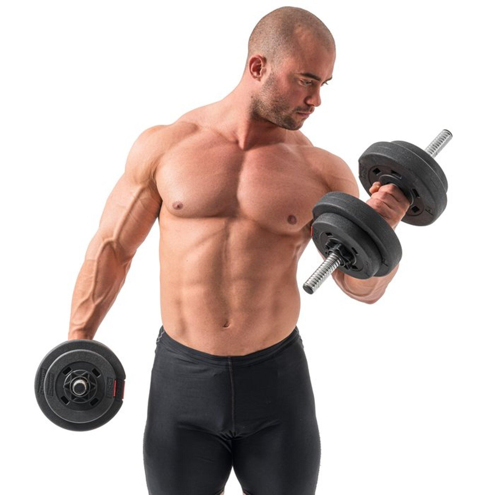 Set di pesi compositi con bilanciere e manubri per allenamento Premium 45kg 4/7