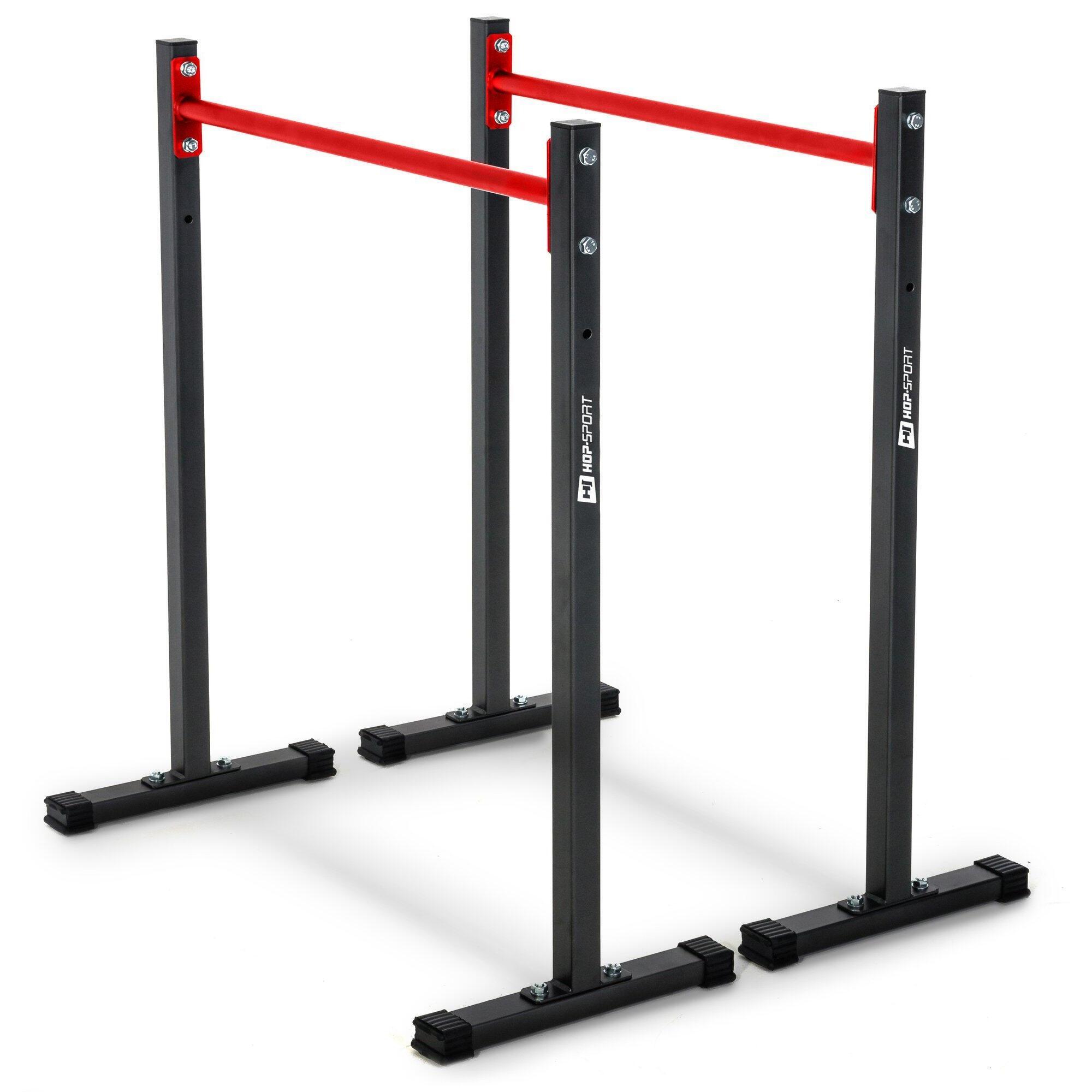 Hop-sport - Barres Parallèles Pour Dips Hop-sport Hs-1001k Avec Gants Réglables - Barre À Dips - Noir|rouge - 110cm - Decathlon