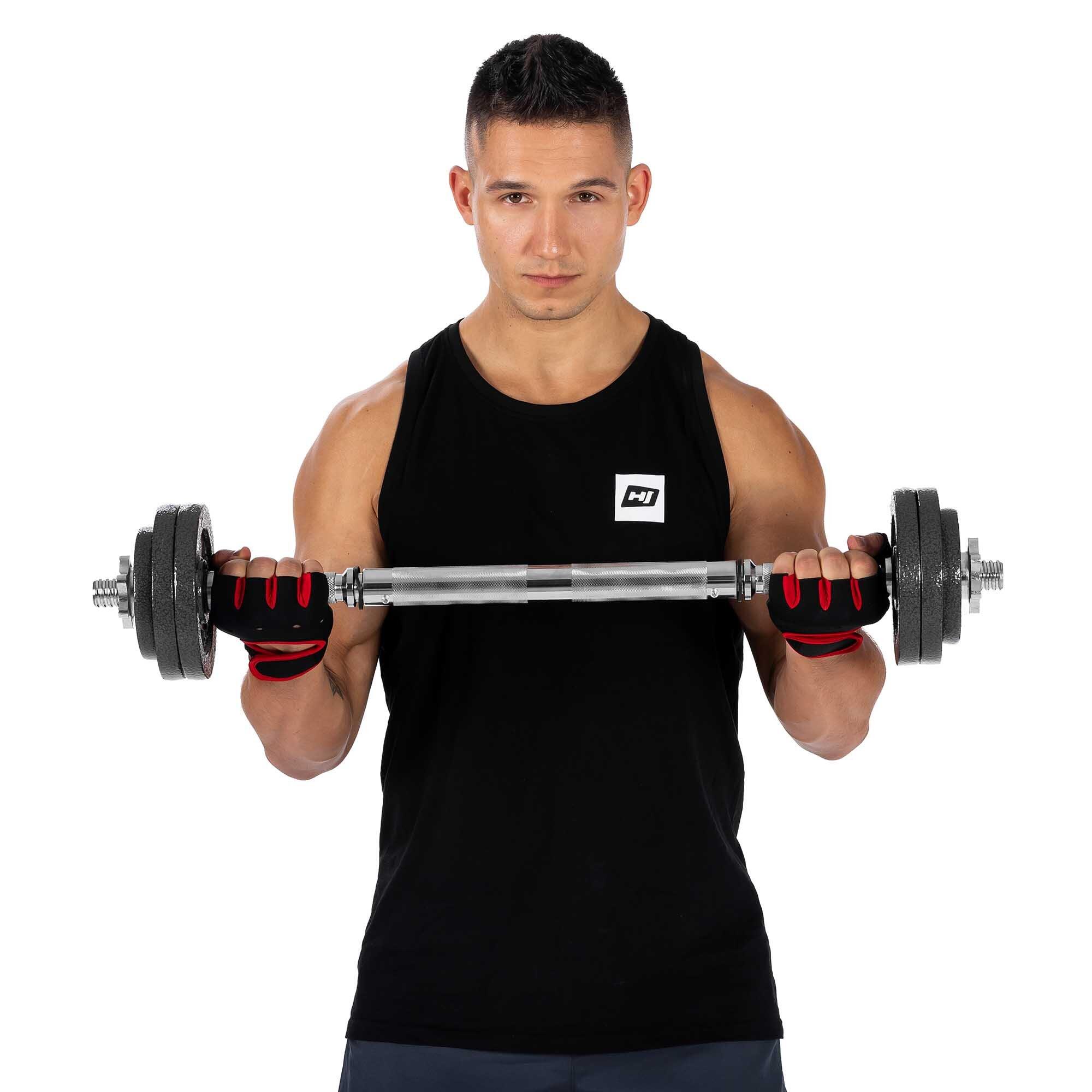 Set di manubri regolabili in ghisa 2x15kg con bilanciere estensibile 5/7
