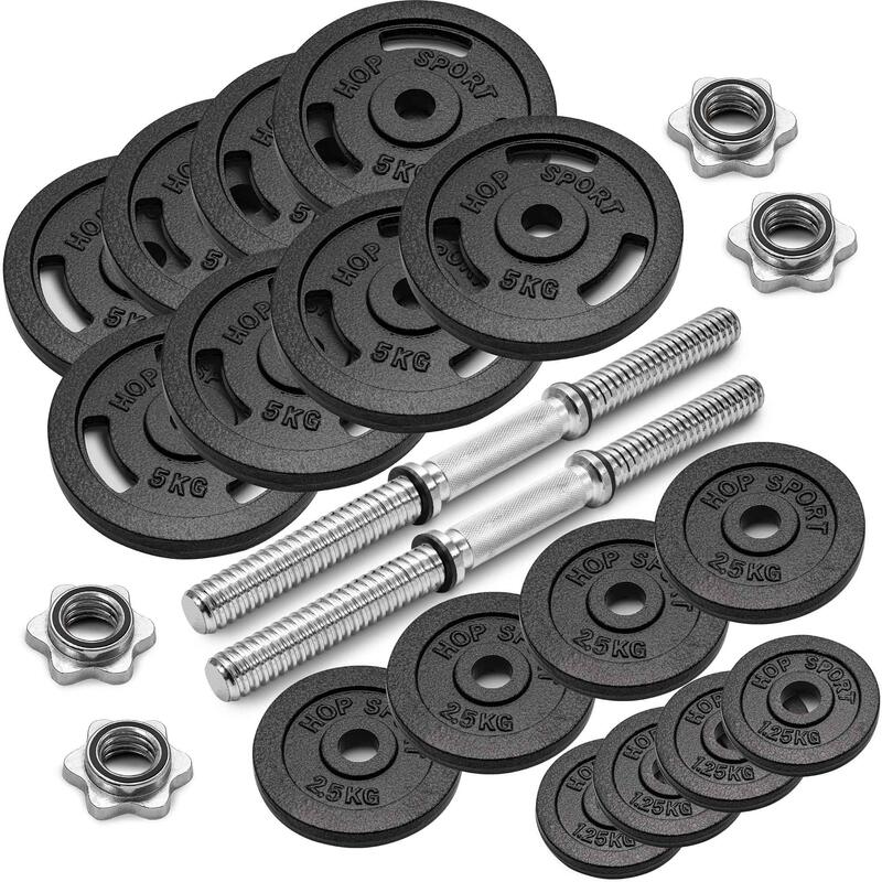 Set gantere fontă 2x30kg Hop-Sport HS-ID2x30 reglabil cu mănuși