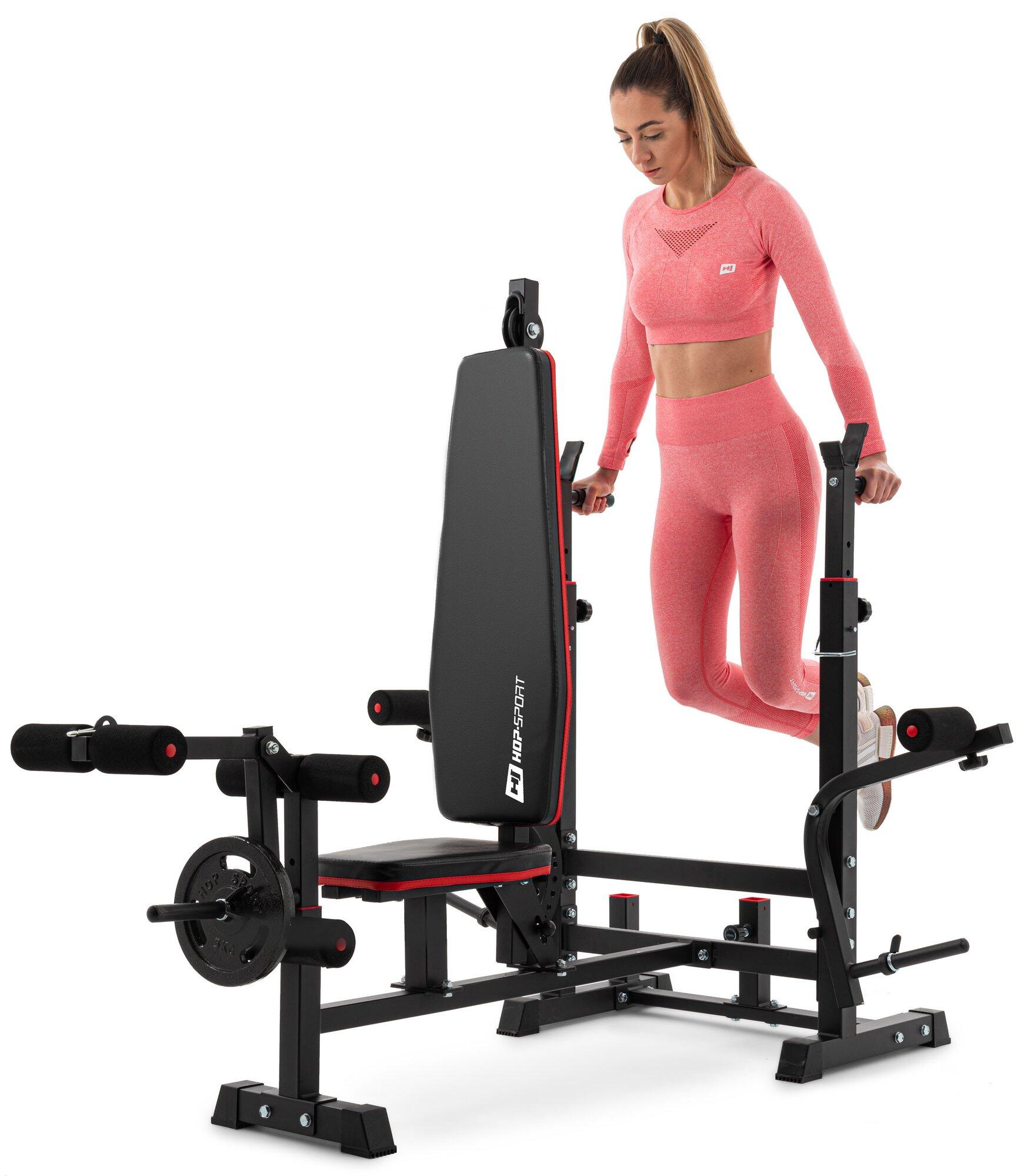Fitnessbank Hop-Sport HS-1075 Pro met preacher curl en standaards 4/7