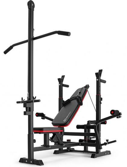 Panca per bilanciere HS-1075 Pro con lat machine e preacher curl