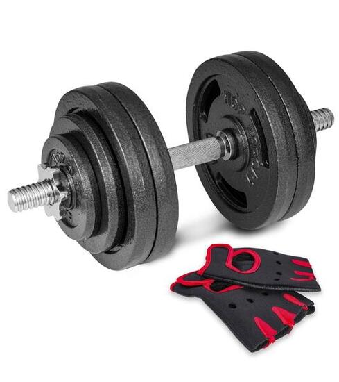 Hantla żeliwna Hop-Sport strong 1x30kg z rękawiczkami