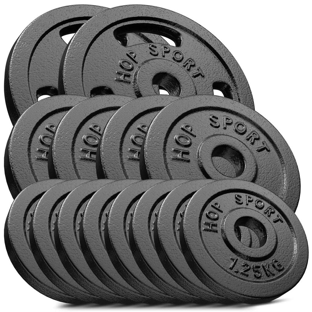 Комплект чугунени тежести за щанга Hop-Sport HS-I30C 30кг (2x5, 4x2.5, 8x1.25)